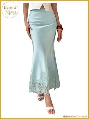 Elegant Lace Satin Skirt Fishtail Pencil Party Cocktail Long Skirts